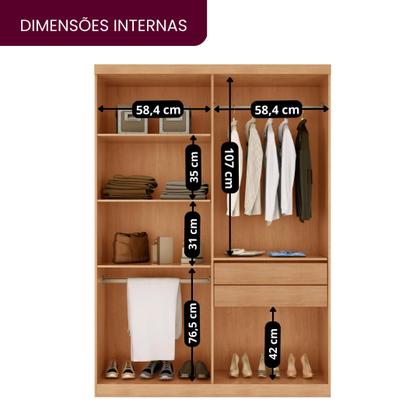Imagem de Guarda Roupa Solteiro 4 Portas 2 Gavetas MDF Petra