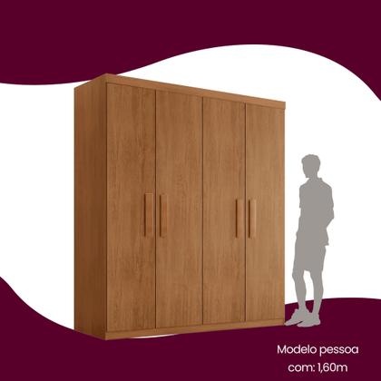 Imagem de Guarda Roupa Solteiro 4 Portas 2 Gavetas MDF Petra