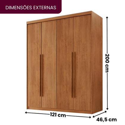Imagem de Guarda Roupa Solteiro 4 Portas 2 Gavetas MDF Veracruz