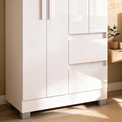 Imagem de Guarda Roupa Solteiro 4 Portas 2 Gavetas Nápoles Poquema