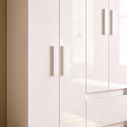 Imagem de Guarda Roupa Solteiro 4 Portas 2 Gavetas Nápoles Poquema