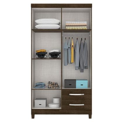 Imagem de Guarda Roupa Solteiro 4 Portas 2 Gavetas Porto Belo Com Cômoda Sapateira 4 Gavetas 1 Porta Porto Belo Multiuso Cairo I01 Malbec Clique Chique
