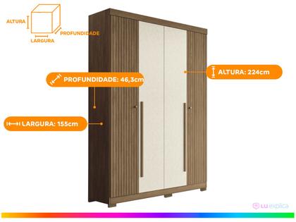 Imagem de Guarda-roupa Solteiro 4 Portas 2 Gavetas