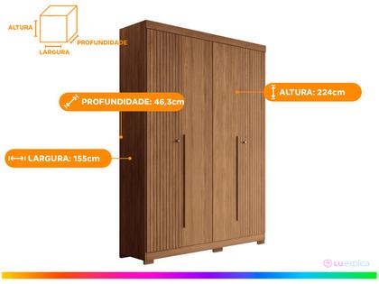 Imagem de Guarda-roupa Solteiro 4 Portas 2 Gavetas