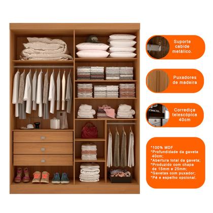 Guarda Roupa Solteiro 4 Portas 3 Gavetas - Alpoim Imagem de Guarda Roupa Solteiro 4 Portas 3 Gavetas