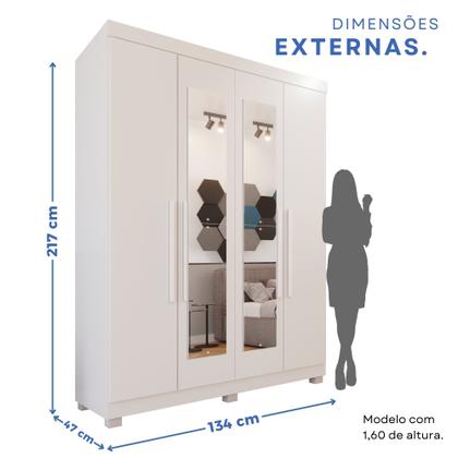 Imagem de Guarda-roupa Solteiro 4 Portas 3 Gavetas com Espelho com Pés Roma Espresso Móveis