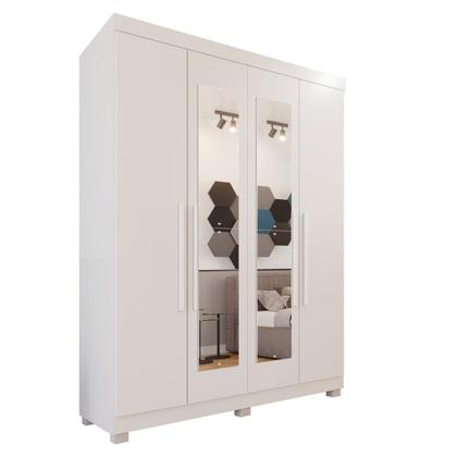 Imagem de Guarda-roupa Solteiro 4 Portas 3 Gavetas com Espelho com Pés Roma Espresso Móveis