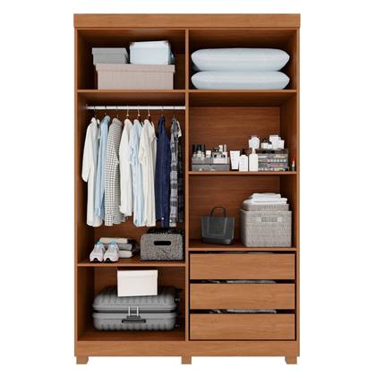 Imagem de Guarda-roupa Solteiro 4 Portas 3 Gavetas com Espelho com Pés Roma Espresso Móveis