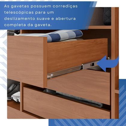 Imagem de Guarda-roupa Solteiro 4 Portas 3 Gavetas com Espelho com Pés Roma Espresso Móveis