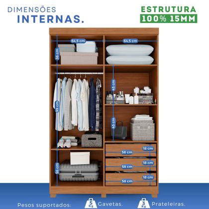 Imagem de Guarda-roupa Solteiro 4 Portas 3 Gavetas com Espelho com Pés Roma Espresso Móveis