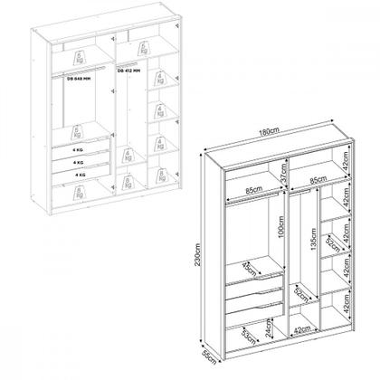 Imagem de Guarda Roupa Solteiro 4 Portas com 2 Portas com Espelhos Attore Demartêz