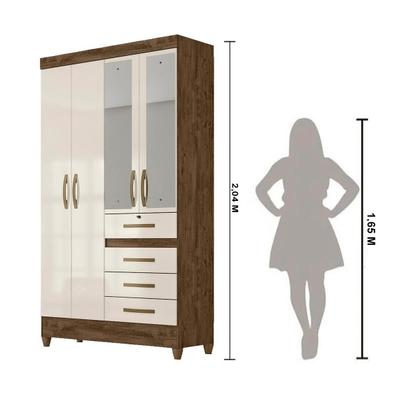 Imagem de Guarda Roupa Solteiro 4 portas com espelho 4 gavetas Sobral