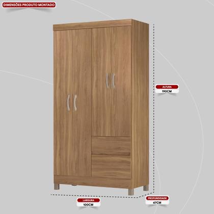 Imagem de Guarda Roupa Solteiro 4 Portas e 2 Gavetas Almirante - Amêndola Touch