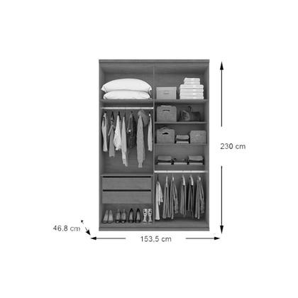 Imagem de Guarda Roupa Solteiro 4 Portas e 2 Gavetas c/ Espelho Alonzo New Amendoa Clean - Lopas