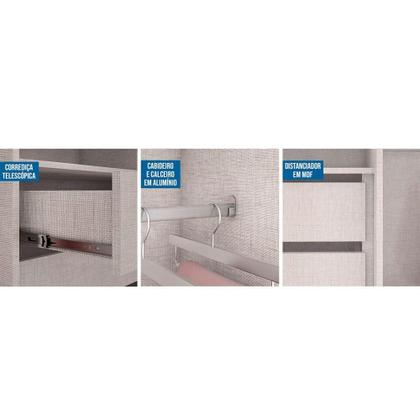 Imagem de Guarda Roupa Solteiro 4 Portas e 2 Gavetas c/ Espelho Zeus Amêndoa/Off White - Lopas