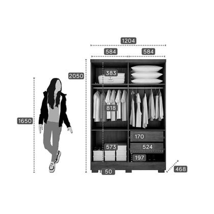 Imagem de Guarda Roupa Solteiro 4 Portas e 2 Gavetas c/ Pés Milly/Veneza Cumaru/Fendi 25 - Novo Horizonte