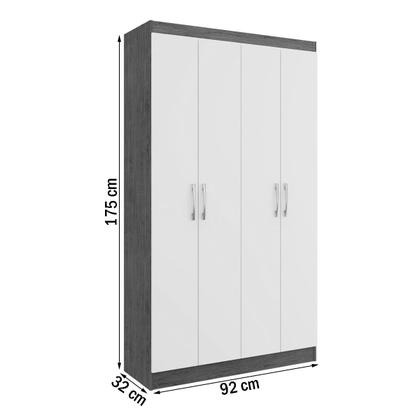 Imagem de Guarda-Roupa Solteiro 4 Portas Lyon 8 Prateleiras 40466 Off/White - Pnr Móveis