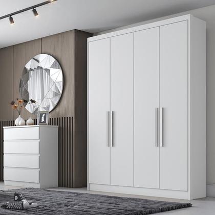 Imagem de Guarda Roupa Solteiro 4 Portas Moderni 100% MDF Branco