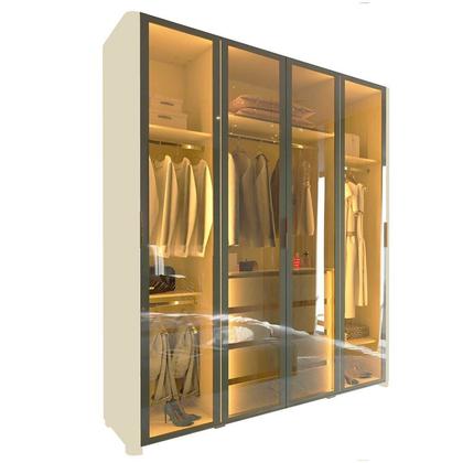 Imagem de Guarda-roupa Solteiro 4 Portas Reflecta com Pés e Led 100% Mdf Innova