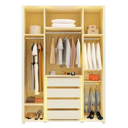 Imagem de Guarda-roupa Solteiro 4 Portas Reflecta com Pés e Led 100% Mdf Innova
