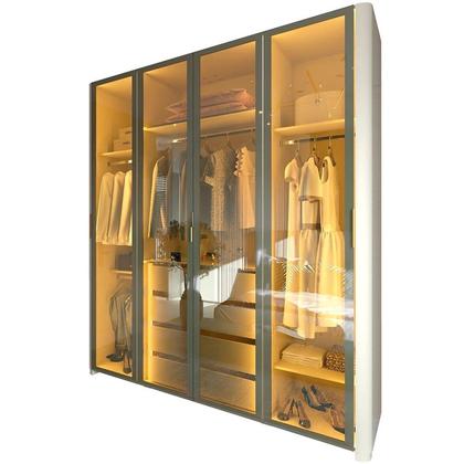 Imagem de Guarda-roupa Solteiro 4 Portas Reflecta com Pés e Led 100% Mdf Innova