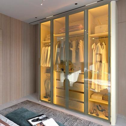 Imagem de Guarda-roupa Solteiro 4 Portas Reflecta com Pés e Led 100% Mdf Innova