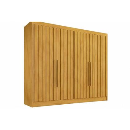Imagem de Guarda Roupa Solteiro 4 Portas Ripadas e 3 Gavetas Potente Peroba - Europa