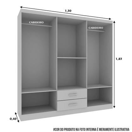 Imagem de Guarda-Roupa Solteiro 6 Portas 2 Gavetas Atalaia At621 Branco - Evidência Móveis