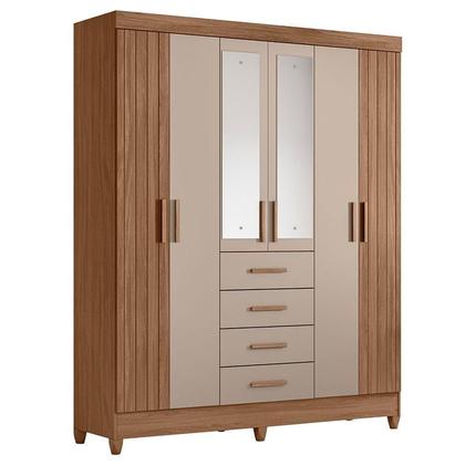 Imagem de Guarda Roupa Solteiro Aruba com espelho e Cômoda Georgia Carvalho Fendi  Moval