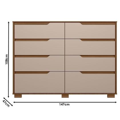 Imagem de Guarda Roupa Solteiro Aruba com espelho e Cômoda Georgia Carvalho Fendi  Moval