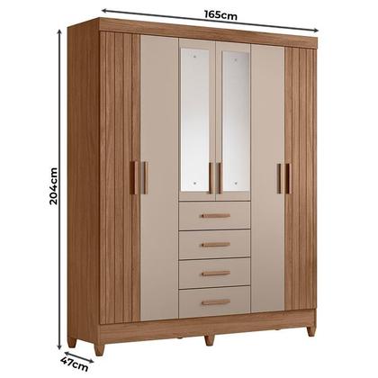 Imagem de Guarda Roupa Solteiro Aruba com espelho e Cômoda Georgia Carvalho Fendi  Moval