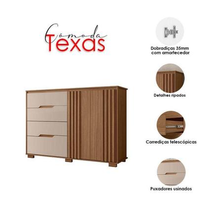 Imagem de Guarda Roupa Solteiro Aruba E Cômoda Texas Carvalho Fendi - Moval