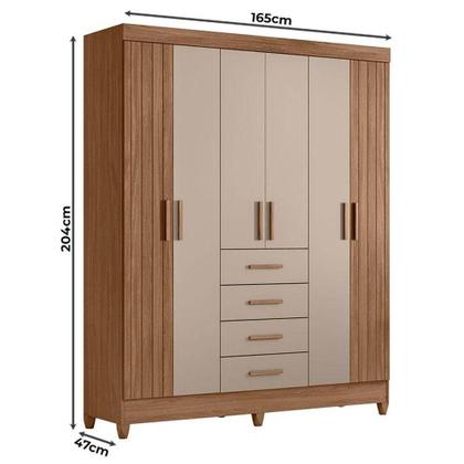 Imagem de Guarda Roupa Solteiro Aruba E Cômoda Texas Carvalho Fendi - Moval