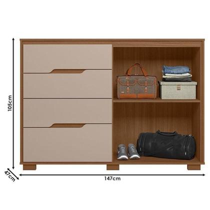 Imagem de Guarda Roupa Solteiro Aruba E Cômoda Texas Carvalho Fendi - Moval