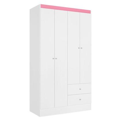 Imagem de Guarda Roupa Solteiro Astro 4 Portas Branco Rosa Flex Acetinado e Multiuso Space Branco - THB