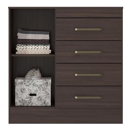 Imagem de Guarda Roupa Solteiro Astro com Multiuso Golden com Cômoda Montevidéu Café Touch - Demóbile