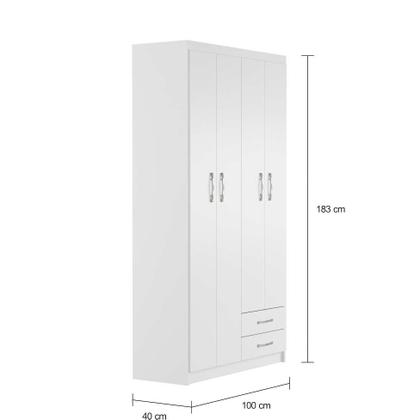 Guarda-Roupa Solteiro Bangkok 4PT 2GV Branco - Mobly Imagem de Guarda-Roupa Solteiro Bangkok 4PT 2GV Branco