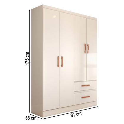 Imagem de Guarda-Roupa Solteiro Boulevard 4 Portas 2 Gavetas Branco - Panorama Móveis