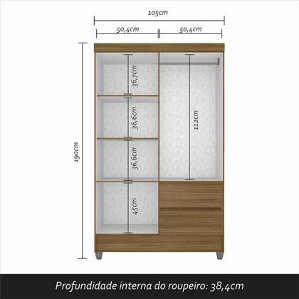 Imagem de Guarda Roupa Solteiro Bruna 4 Portas Boreal