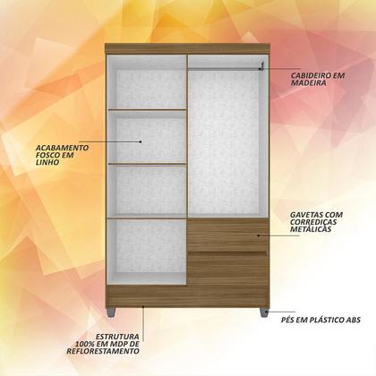 Imagem de Guarda Roupa Solteiro Bruna 4 Portas Boreal