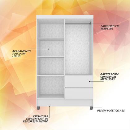 Imagem de Guarda Roupa Solteiro Bruna 4 Portas Branco FF