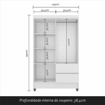 Imagem de Guarda Roupa Solteiro Bruna 4 Portas Branco FF