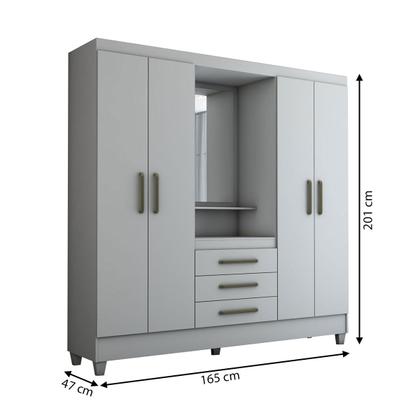 Imagem de Guarda-Roupa Solteiro Capelinha 4 Portas 3 Gavetas com Espelho Flex Branco/Rosa - Panorama Móveis