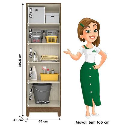 Imagem de Guarda Roupa Solteiro Chile com Cômoda Vênus com pés e Armário Multiuso New Íris Castanho Wood  Moval