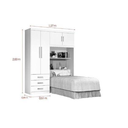 Imagem de Guarda-Roupa Solteiro com Cabeceira 4 Portas Cancun
