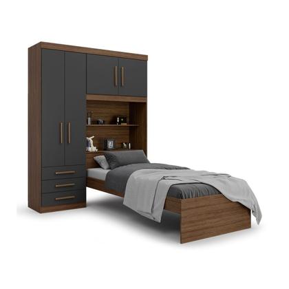 Imagem de Guarda-roupa Solteiro com Cama Solteiro 4 Portas 3 Gavetas Advantage