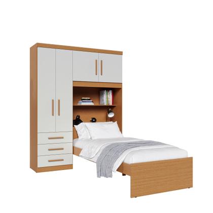 Imagem de Guarda-roupa Solteiro com Cama Solteiro 4 Portas 3 Gavetas Advantage