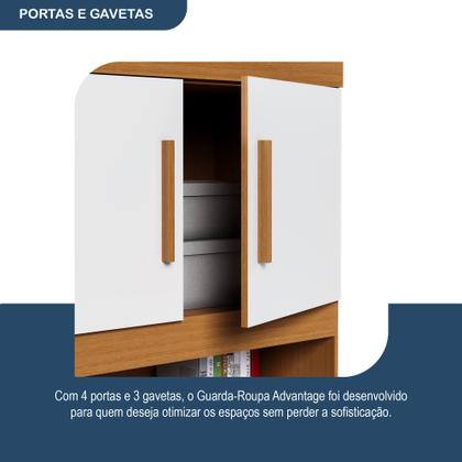 Imagem de Guarda-roupa Solteiro com Cama Solteiro 4 Portas 3 Gavetas Advantage