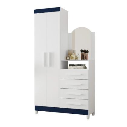 Imagem de Guarda Roupa Solteiro com Cômoda 2 Portas 4 Gavetas Flex Albatroz