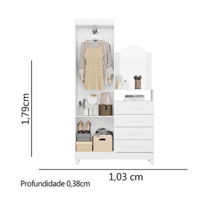 Imagem de Guarda Roupa Solteiro com Cômoda 2 Portas 4 Gavetas Flex Albatroz